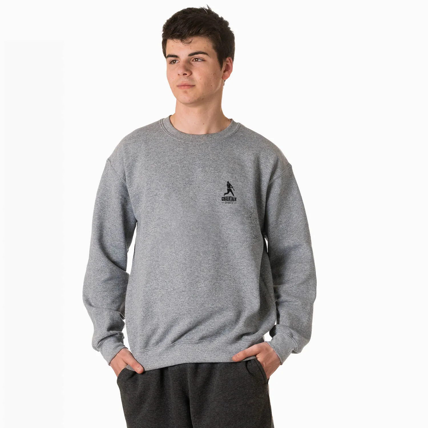 Baseball Crewneck Sweatshirt - Navy Baseball Dog (Back Design) 